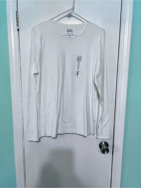 Croft & Barrow Women’s Long-Sleeve Crew Neck Shirt - White Size XL